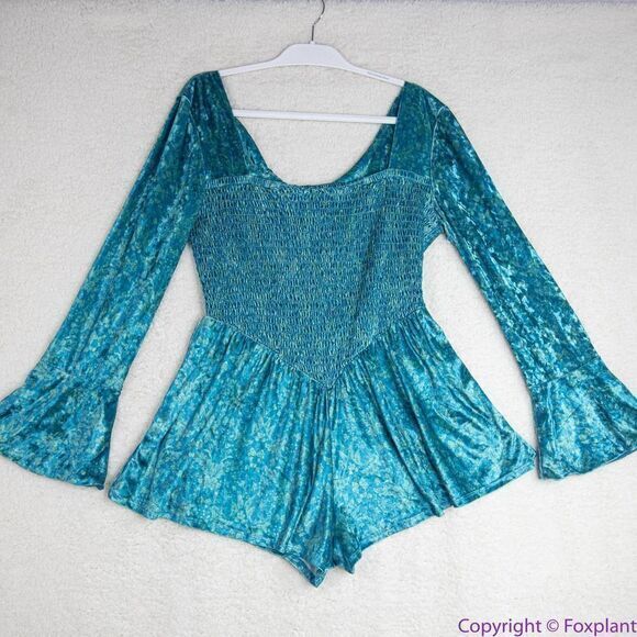 NEW Free‎ People Bali Tightrope Romper In Turquoise Combo, M - Picture 4 of 16
